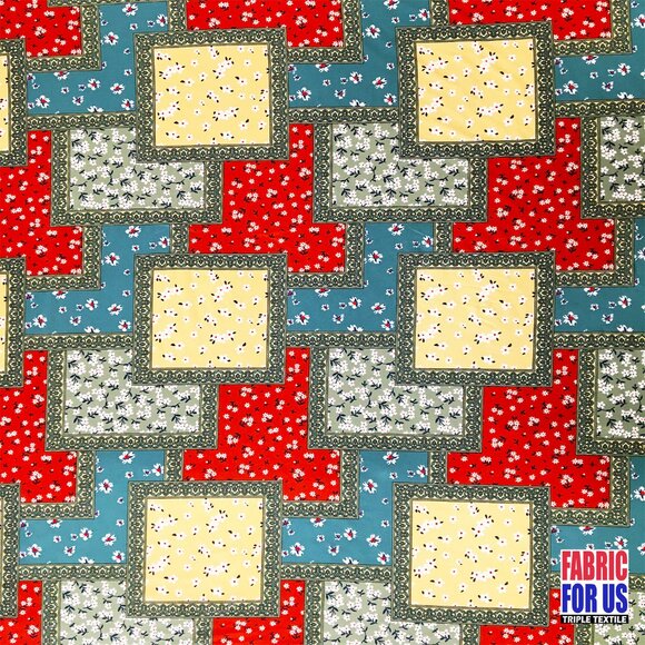 Flowers & Frames Allover Stretch Fabric 58" Wide - Picture 3 of 5